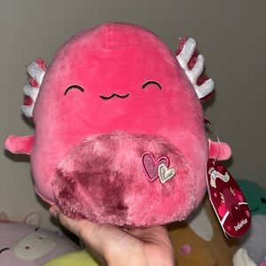 💕Squishmallows IndieMae Axolotl 8” fuzzy belly, hearts Valentine’s Day 2024 NWT